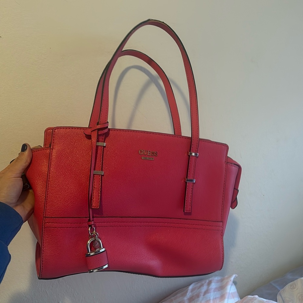 Guess Mini Hot Pink Leather Tote Bag